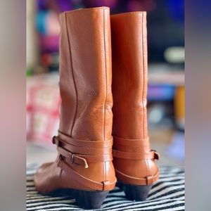 80's FRYE SLOUCH MULTI-STRAP BUCKLE CUBAN HEEL BOOTS Vintage Western Size 8